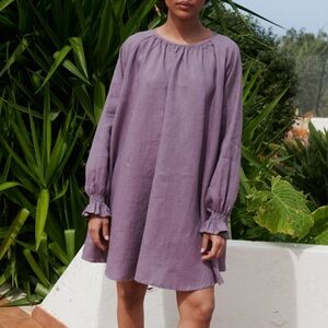 Linenfox Dusty Lavender Agata Linen Dress
